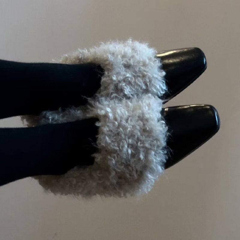 一脚蹬冬季毛毛鞋女2024新款内增高法式平底加绒黑色单鞋,淘宝优惠券,粉丝福利购,淘宝优惠卷