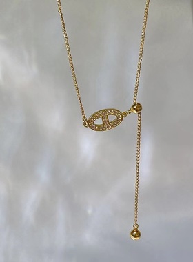 猪鼻子抽拉式项链法式毛衣链