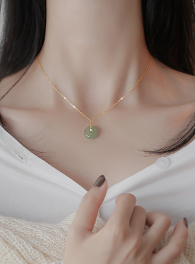 小众设计高级感和田玉平安扣项链