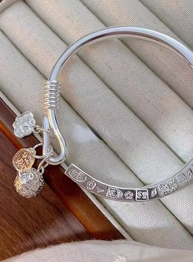 吉言手镯女款新中式古法宫铃筷子镯开口镯子年轻款轻奢小众精致