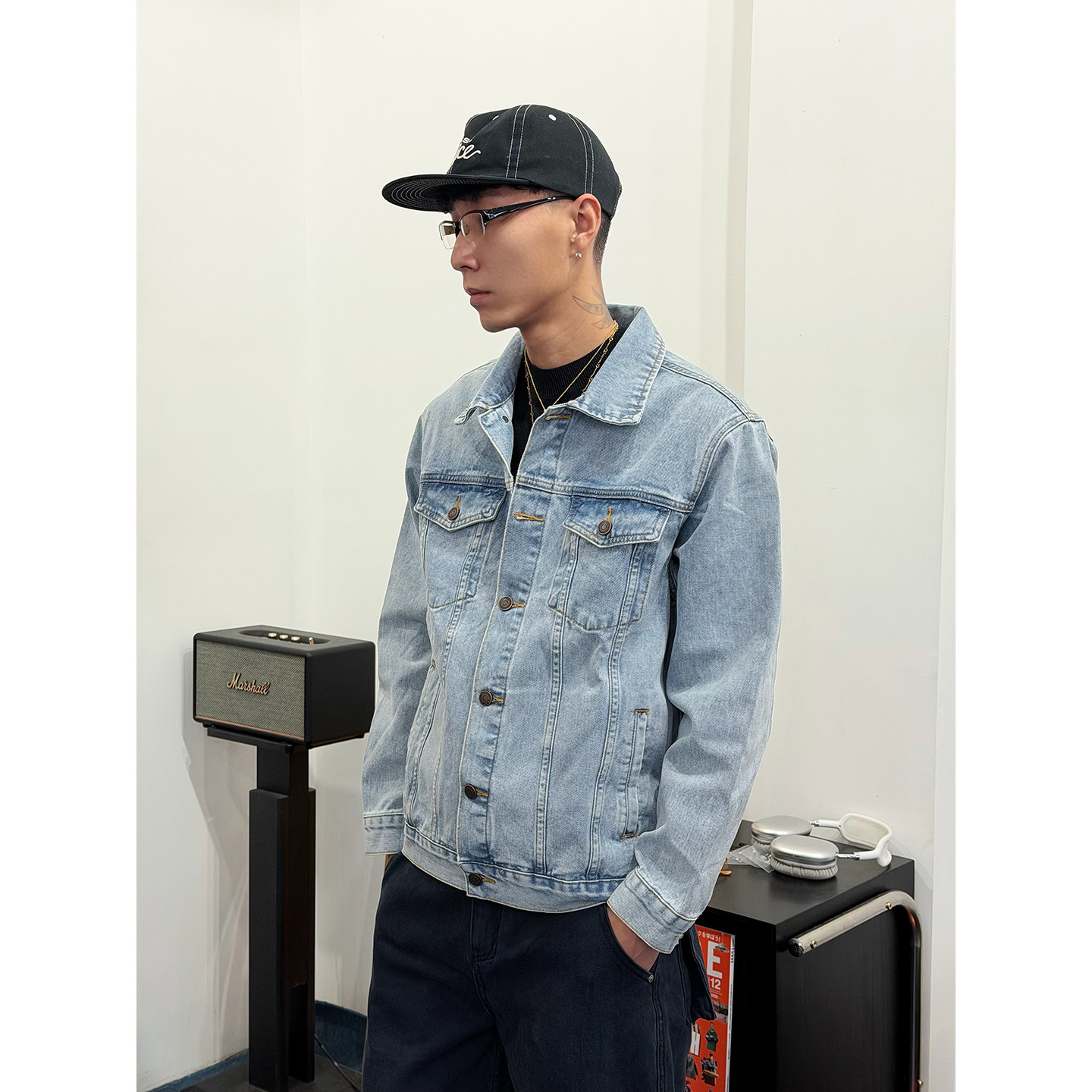 BurnBro美式复古街头牛仔外套男女基础款cleanfit翻领夹克外套潮,淘宝优惠券,粉丝福利购,淘宝优惠卷