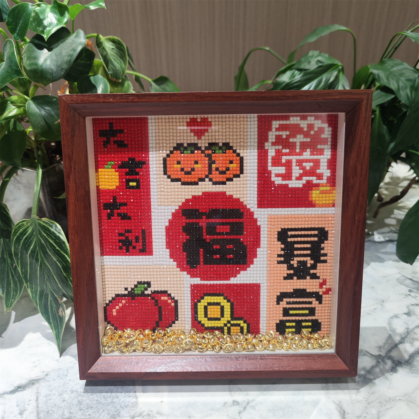 发财暴富大吉大利喜庆带框钻石画2025新款DIY钻石绣桌面装饰摆件,淘宝优惠券,粉丝福利购,淘宝优惠卷
