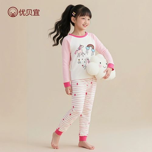 Хлопковое термобелье, удерживающий тепло осенний комплект для девочек, осенняя хлопковая пижама, подходит для подростков