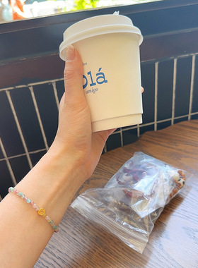 月光女神 925纯银福字碧玺手链女手工弹力绳款国风设计盐源珠手串