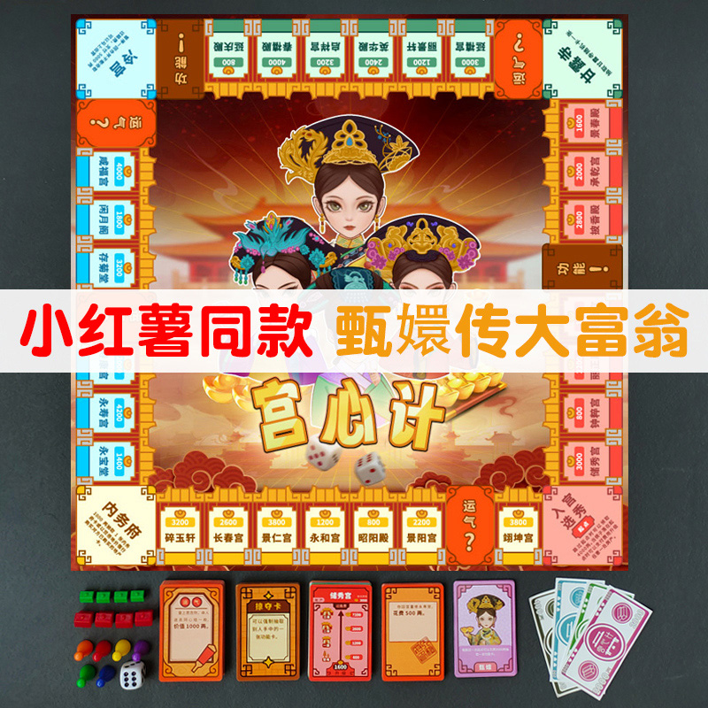 甄嬛传富翁富翁大作战之宫心计桌游卡牌正版全套加厚棋盘聚会-图1