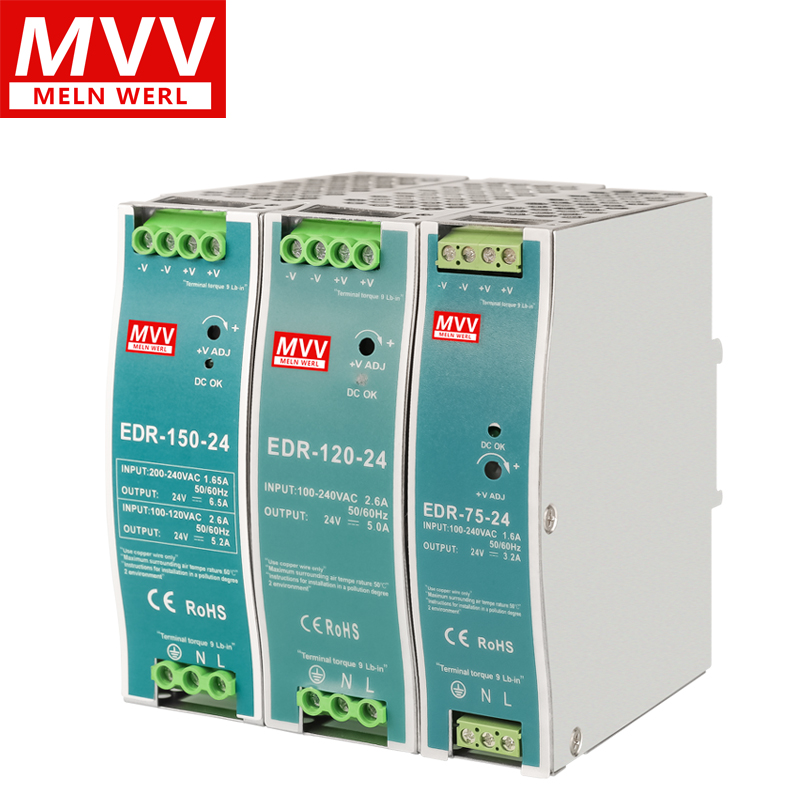 明纬EDR导轨式开关电源24V12V48V直流120W150W变压器DR 10A 5A-图2