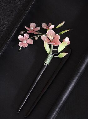杨桃花非遗缠丝绒花软簪发饰