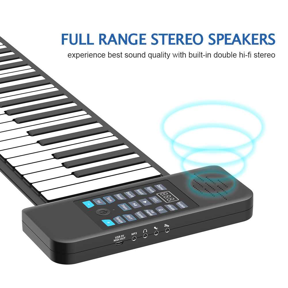 手卷钢琴88键加厚初学者折叠式便携式电子琴61软琴键盘带延音充电 - 图2