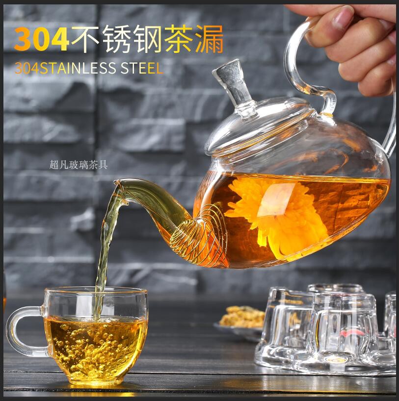 加厚耐热玻璃茶具花茶壶 透明过滤玻璃煮泡水果茶壶套装简约家用 - 图1