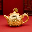 浮雕龙凤小茶壶马上胡转手把玩打麻将招财工艺品手把件解压小玩具