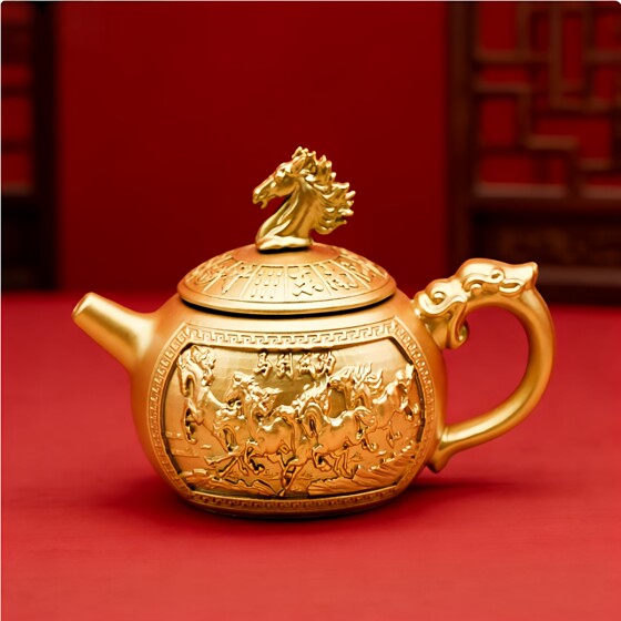 浮雕龙凤小茶壶马上胡转手把玩打麻将招财工艺品手把件解压小玩具
