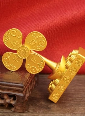 沙金元宝风生水起摆件转转五帝钱风车创意解压风扇招财运财运滚滚