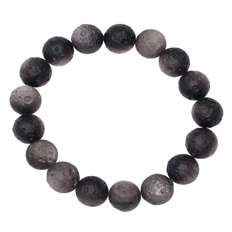 珂拉咪 天然银曜石手链男女款 星球陨石月球猫眼黑曜石水晶手串,淘宝优惠券,粉丝福利购,淘宝优惠卷