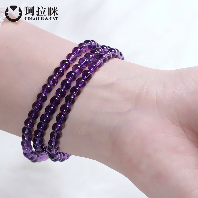 珂拉咪 草莓晶紫水晶月光石石榴石合集款 天然三圈水晶手链女款 珂拉咪 草莓晶紫水晶月光石石榴石合集款 天然三圈水晶手链女款
