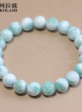 珂拉咪/K281 天然海纹石手链男女款 拉利玛手串蓝绿色 一物一图
