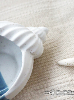 地中海风手绘釉下彩贝壳装饰摆件