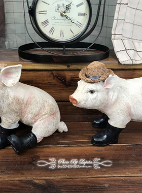 小猪美式乡村风复古做旧结婚礼物