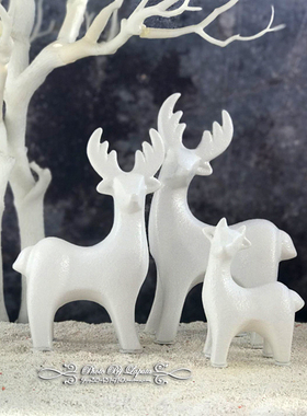 森林乡村风白色陶瓷小鹿装饰摆件