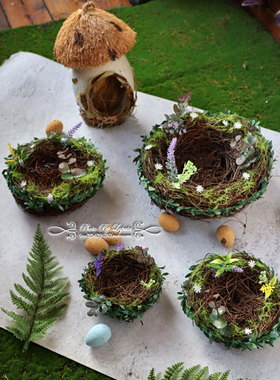 easter。外单外贸田园乡村森林系草编复活节彩蛋婚礼节日装饰摆件