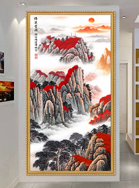 自粘墙纸玄关装饰画流水生财墙贴