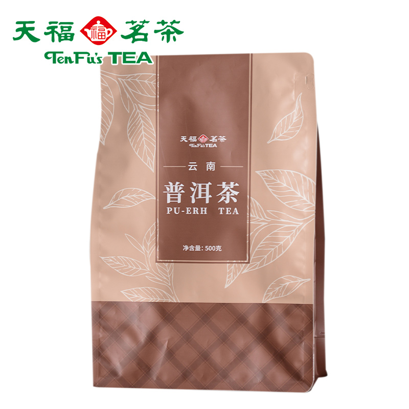 天福茗茶 云南普洱熟茶云南大叶种 茶叶袋装散茶500G