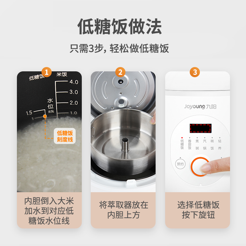 九阳合千润专卖店九阳低糖电饭煲锅智能脱糖家用全自动2L降糖养生小型迷你去糖煮饭2