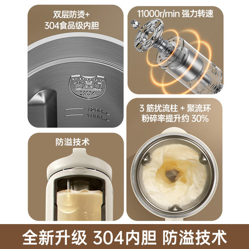 九阳豆浆机家用全自动多功能破壁机免过滤榨汁料理机旗舰官方正品 - 图1