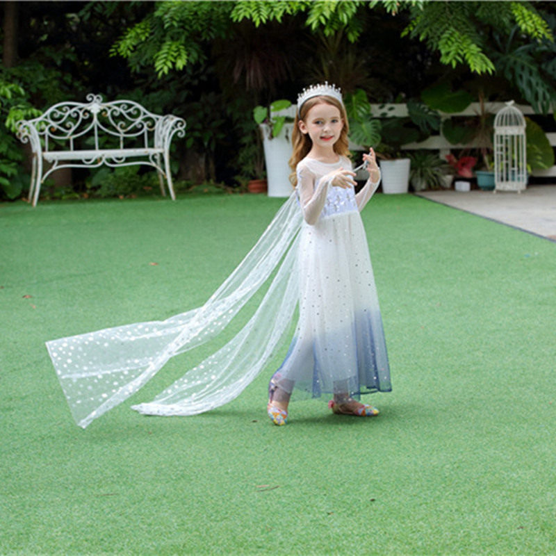 冰雪奇缘长小飞袖拖地披风公主裙 嗯喃呐民族服装/舞台装