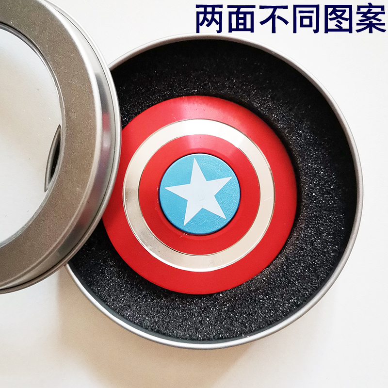 美国队长指尖陀螺玩具儿童解压神器指间旋转金属手指陀螺小学生 - 图0