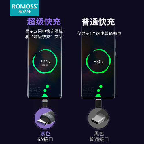 罗马仕正品type-c数据线5a快充充电器线安卓tpc适用于小米66woppo华为mate40pro手机超级快充p30p40nova7