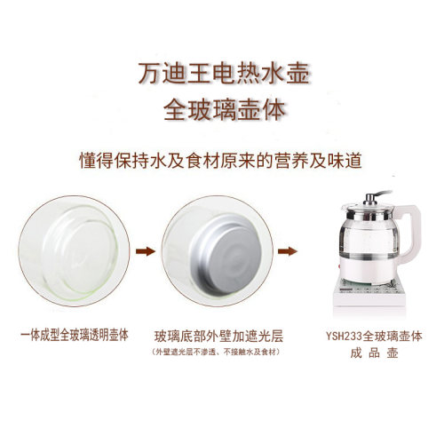 万迪王养生壶煎药壶熬粥壶煮汤壶全玻璃壶体全自动保温大容量2.5L - 图1