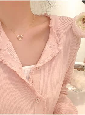 小熊项链女高级感轻奢短款毛衣链