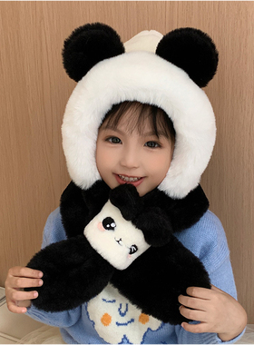 儿童帽子围脖秋冬季加厚保暖防寒男童女孩围巾上学雷锋帽护耳可爱