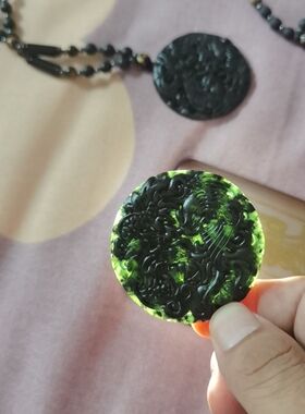 张必清奇经慈量源颈康链墨玉项链砭石颈康链虎眼石项链挂饰吊坠