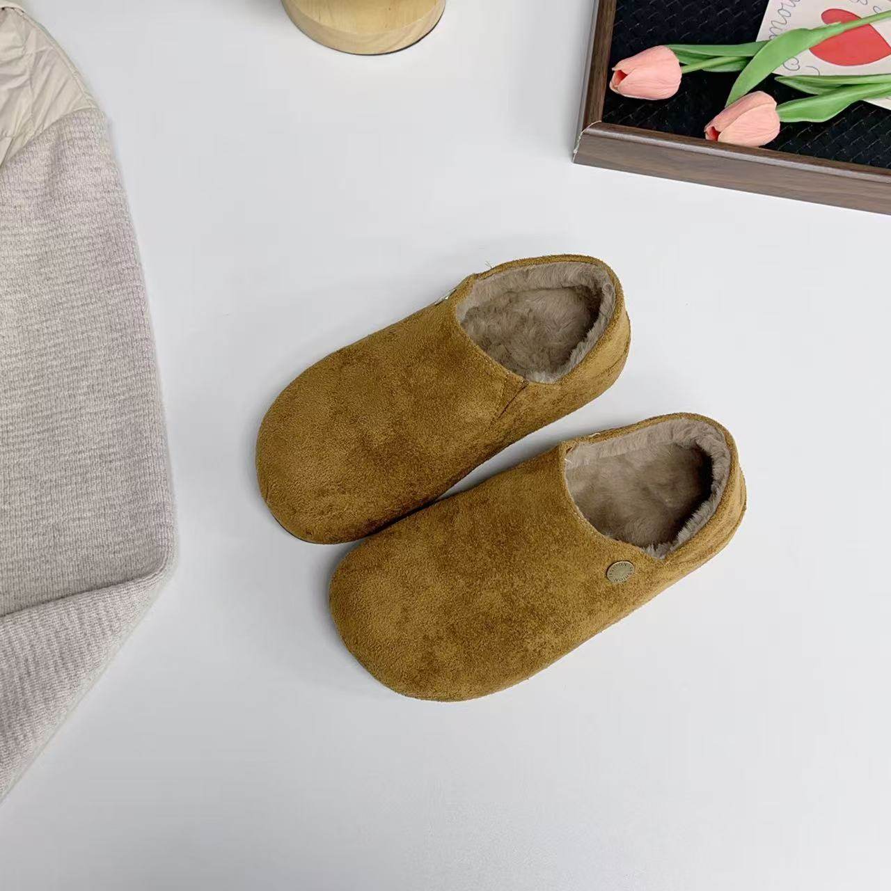 毛绒勃肯鞋女加绒两穿半拖鞋内增高厚底一脚蹬懒人鞋,淘宝优惠券,粉丝福利购,淘宝优惠卷