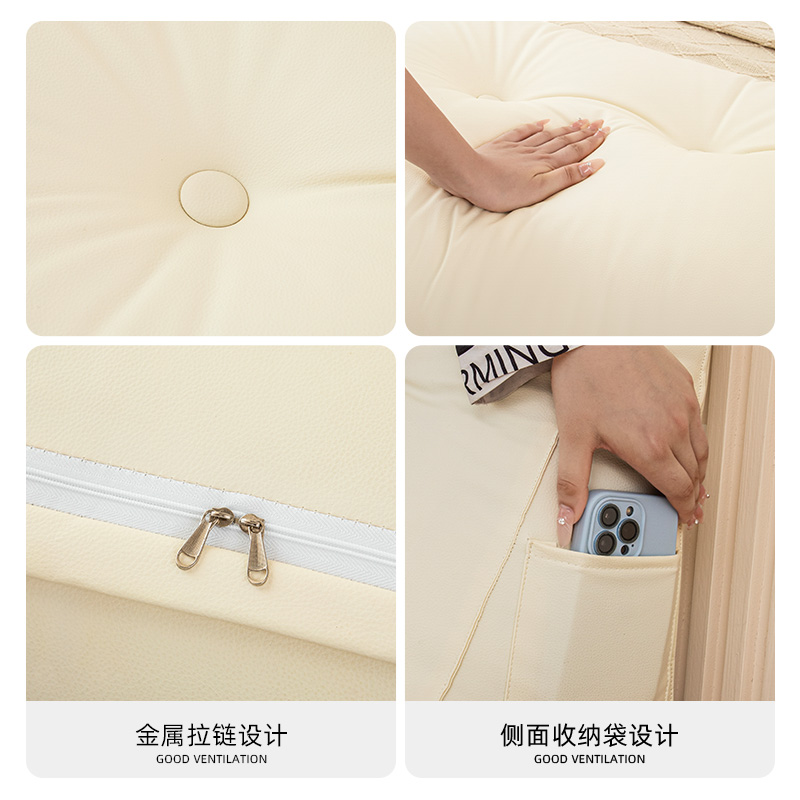 防水床头软包靠背免洗新款皮质卧室床上防撞三角大靠垫可拆洗靠枕 - 图3