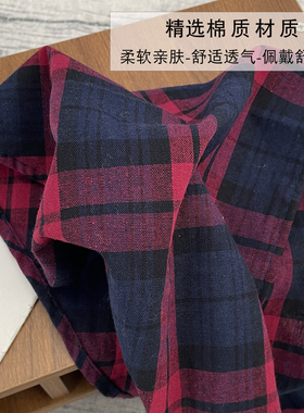 柔软田园红格子三角巾围巾女领巾