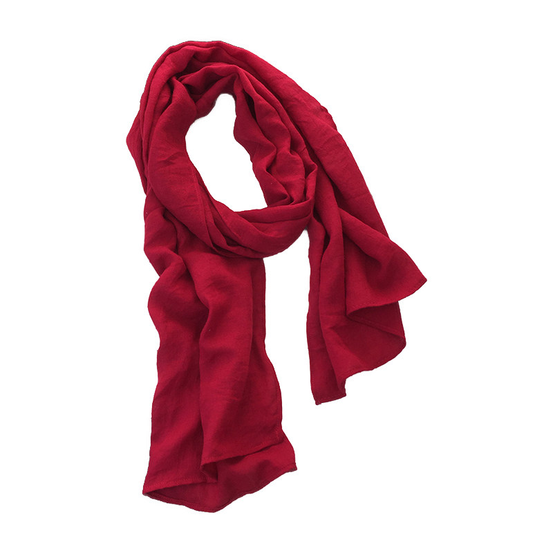 短款棉麻围巾女秋冬薄款简约装饰纱巾文艺纯色护颈围脖丝巾酒红色,淘宝优惠券,粉丝福利购,淘宝优惠卷
