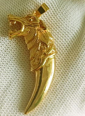 镀金沙金仿真黄金霸气项链吊坠
