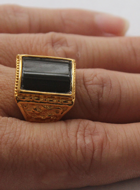 霸气风黑玛瑙开口不掉色假黄金