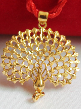 孔雀项链吊坠铜镀金送女友