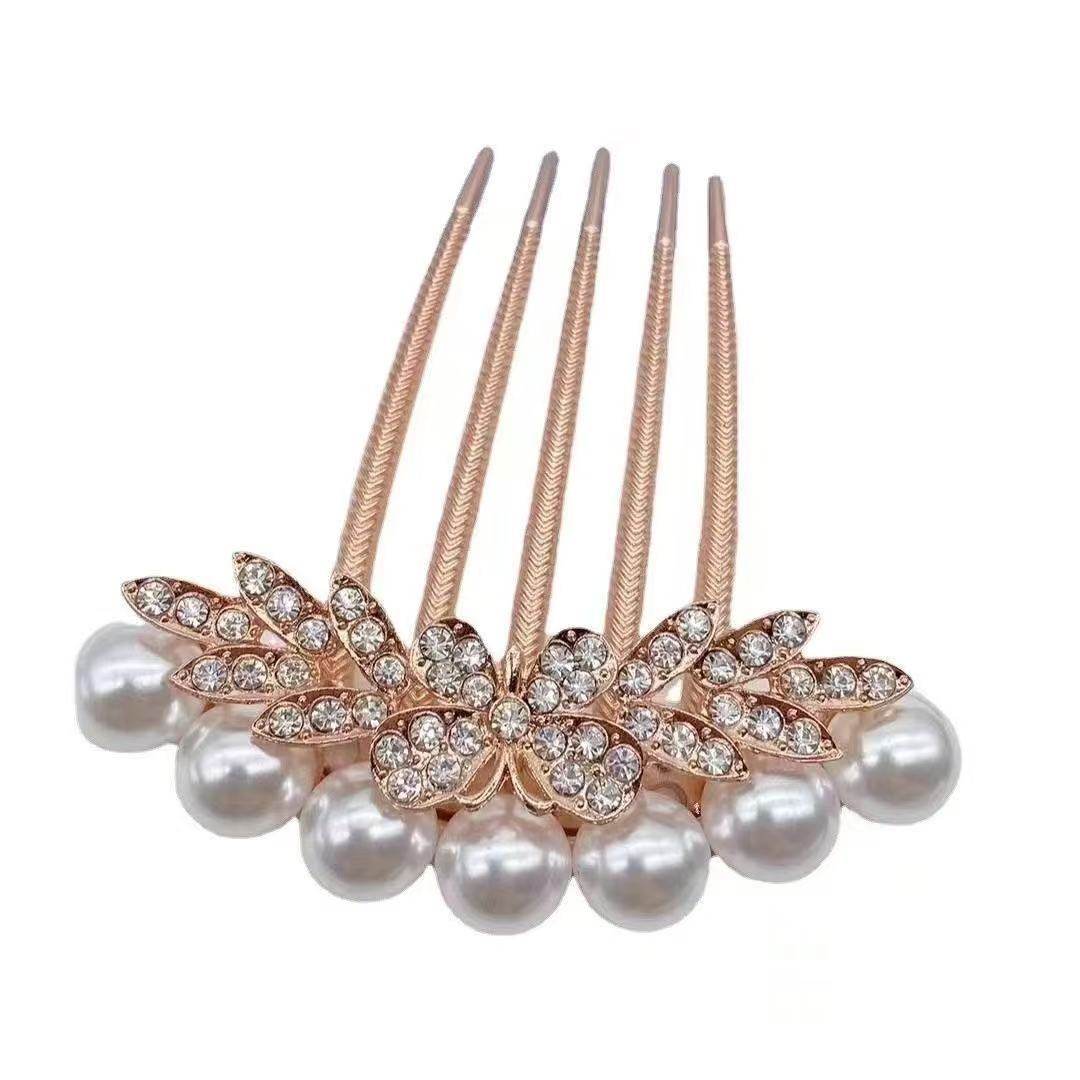 盘发头饰五爪发梳合金仿珍珠镶钻插梳百搭防滑发卡发簪头花发夹子,淘宝优惠券,粉丝福利购,淘宝优惠卷