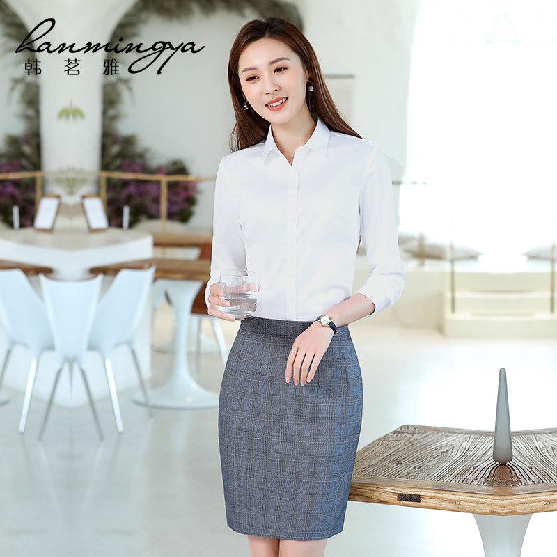 韩茗雅高端职业套装秋新款格纹腰带 韩茗雅服饰职业女裙套装