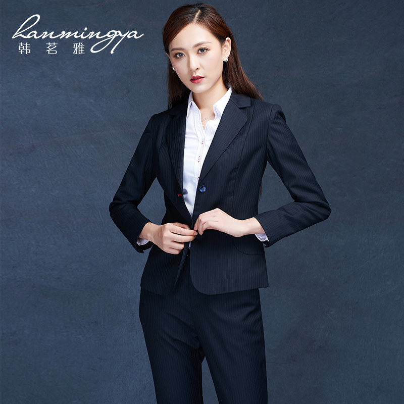 韩茗雅高端定制女士套装秋冬工作服 韩茗雅服饰职业女裤套装