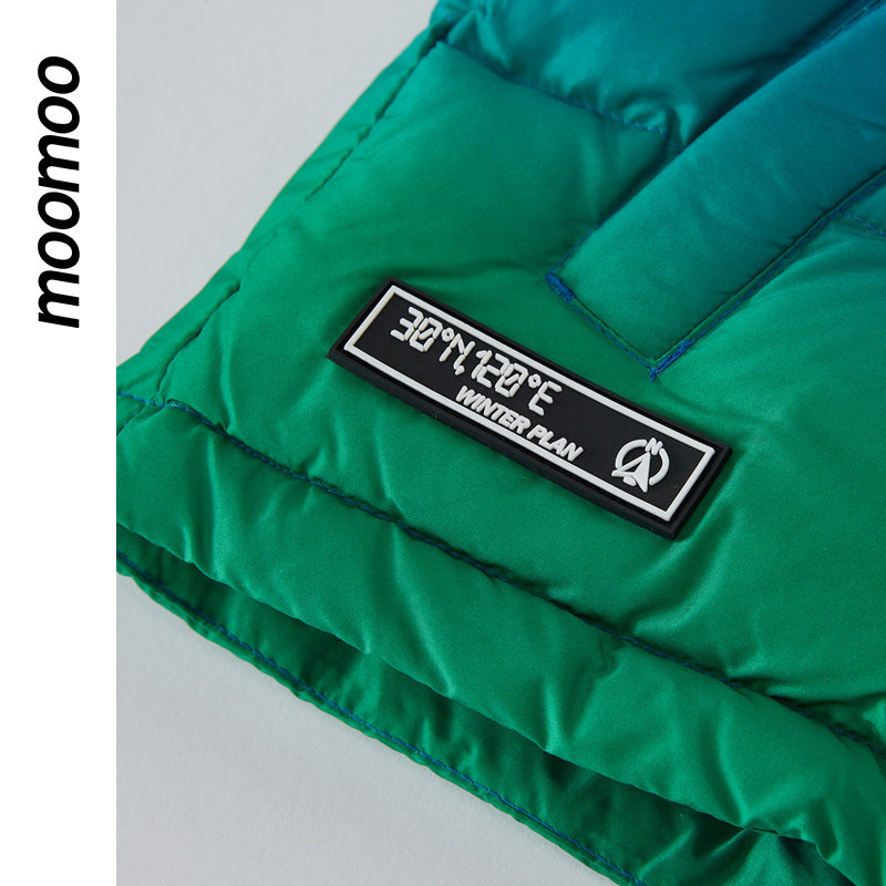 moomoo童装男童渐变羽绒服冬季新款潮流图案字母印花时尚百搭保暖