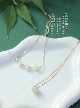 天然和田玉桶珠手链女