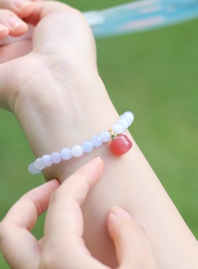 天然海蓝宝吊盐源柿子淡水珍珠