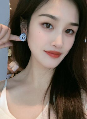 轻奢高级感锆石花朵镂空耳环电镀银针法式满天星耳钉精致锆石耳饰