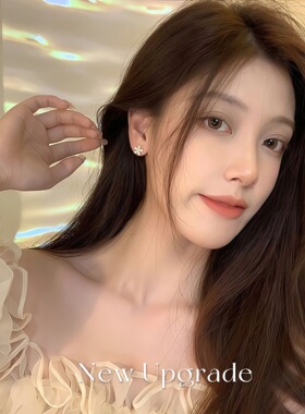 S999银针超仙甜美清新气质白色花朵耳钉女轻奢高级感耳环简耳饰品