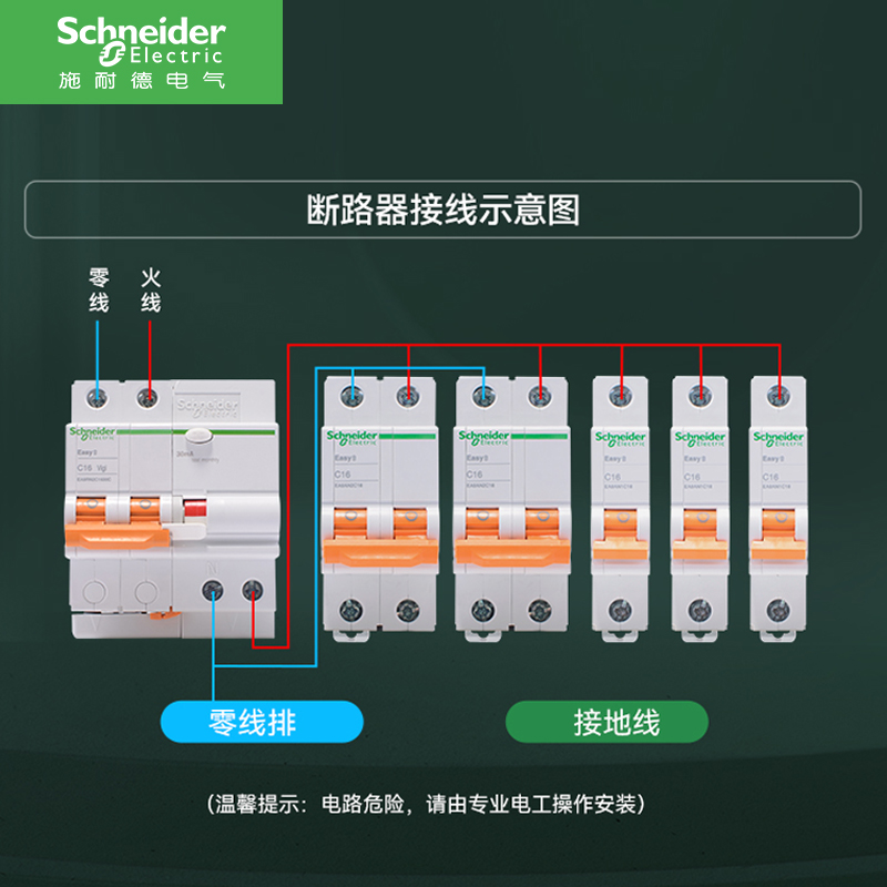 施耐德空气开关家用1P2P小型E9电闸保护开关63A总闸空开关断路器 - 图0